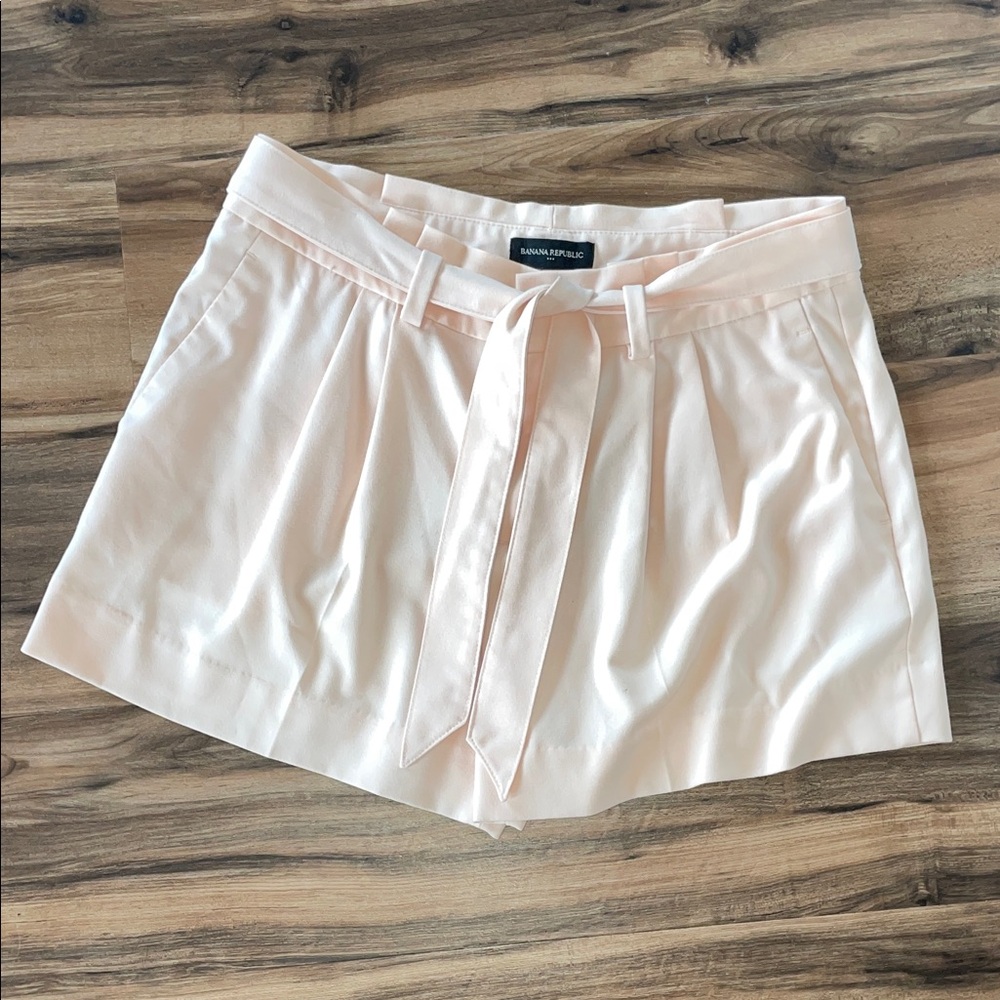 Banana Republic Women's Blush High Waist Pleated Belted Shorts